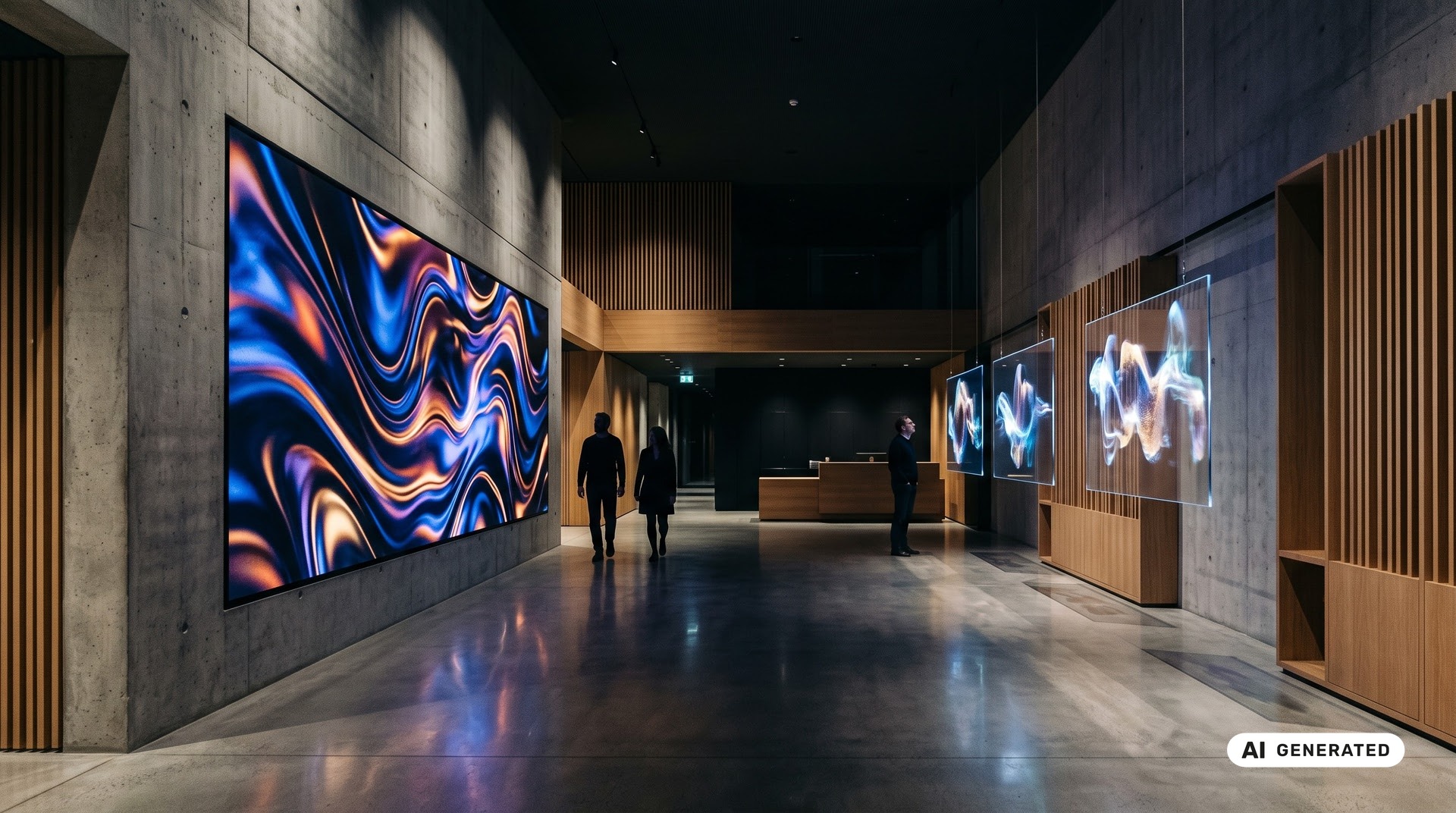 Empfangsbereich mit großformatiger Digital-Signage-Fläche